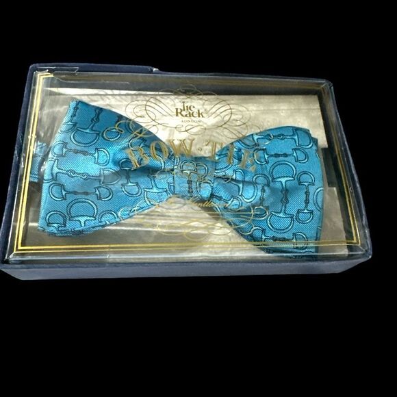 The Tie Rack-London turquoise blue stirrup silk tie nib - Picture 2 of 3